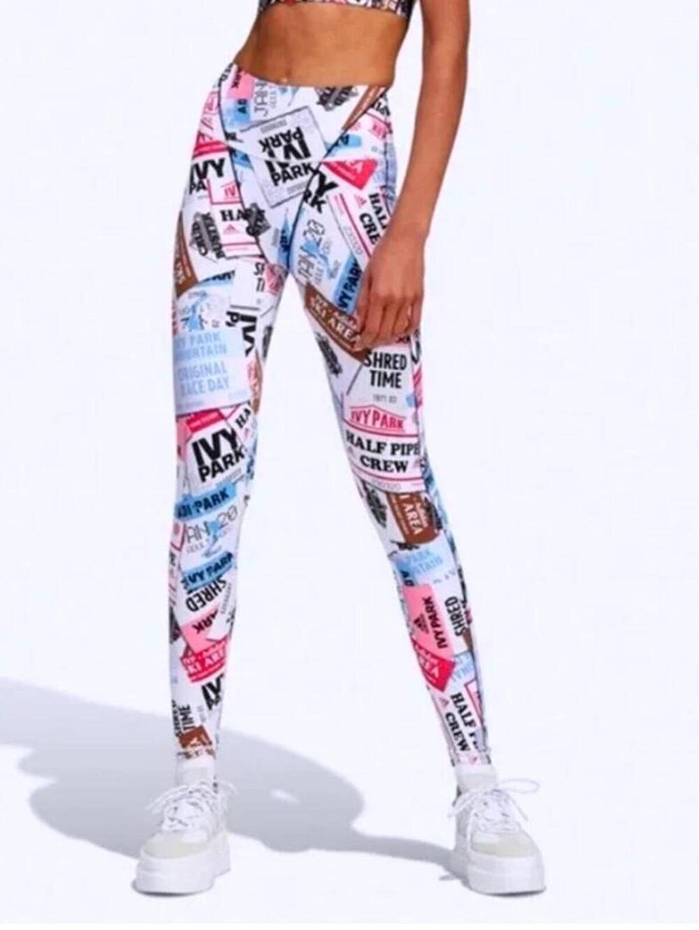 ADIDAS Womens (M) Beyonce Ivy Park Icy Compression Ski Tag Leggings Multi-color